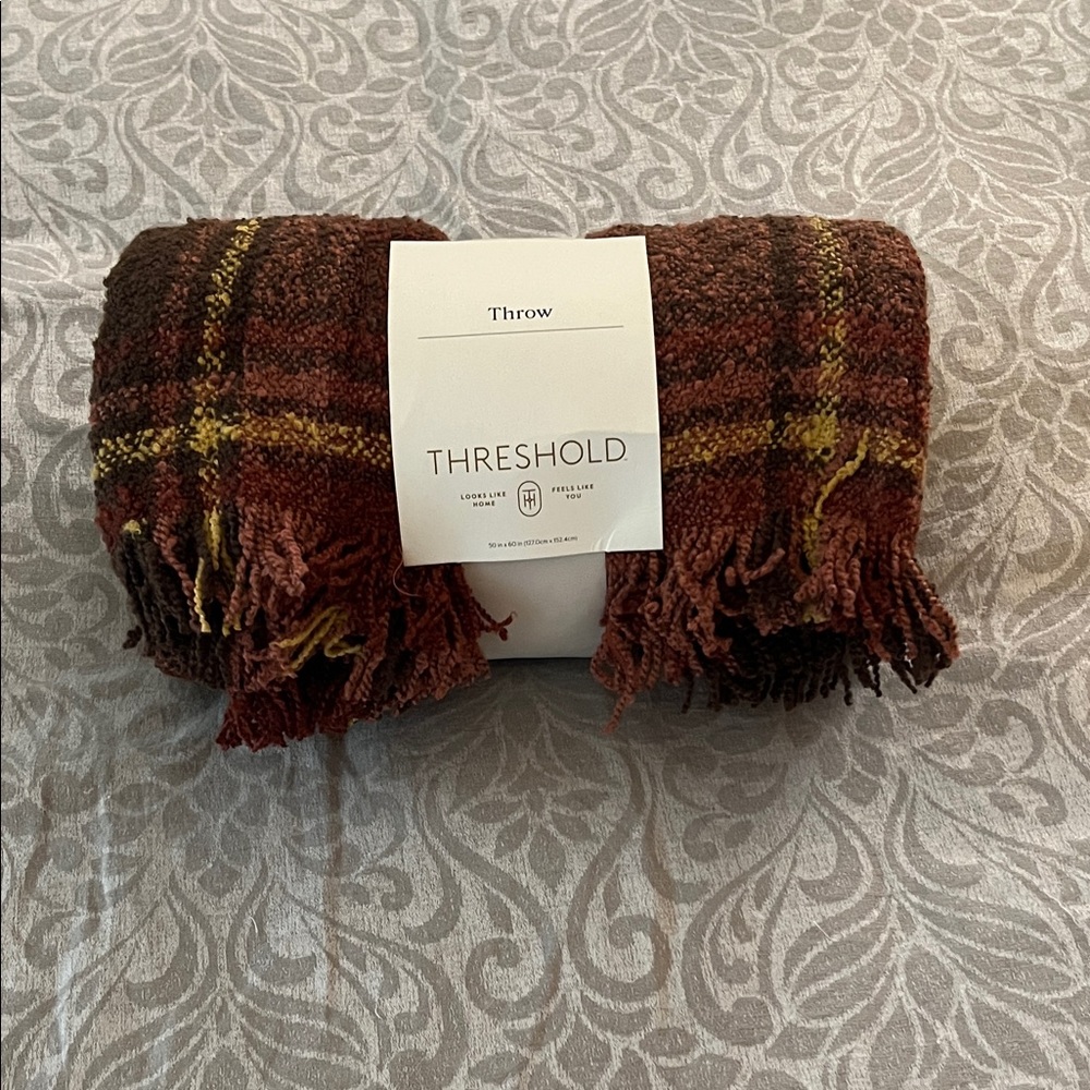 Threshold Brown and Yellow Plaid Throw